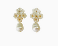Floral Cluster Earrings with Mother of Pearl Drop