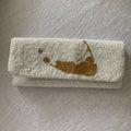 White & Gold Nantucket Island Beaded Clutch
