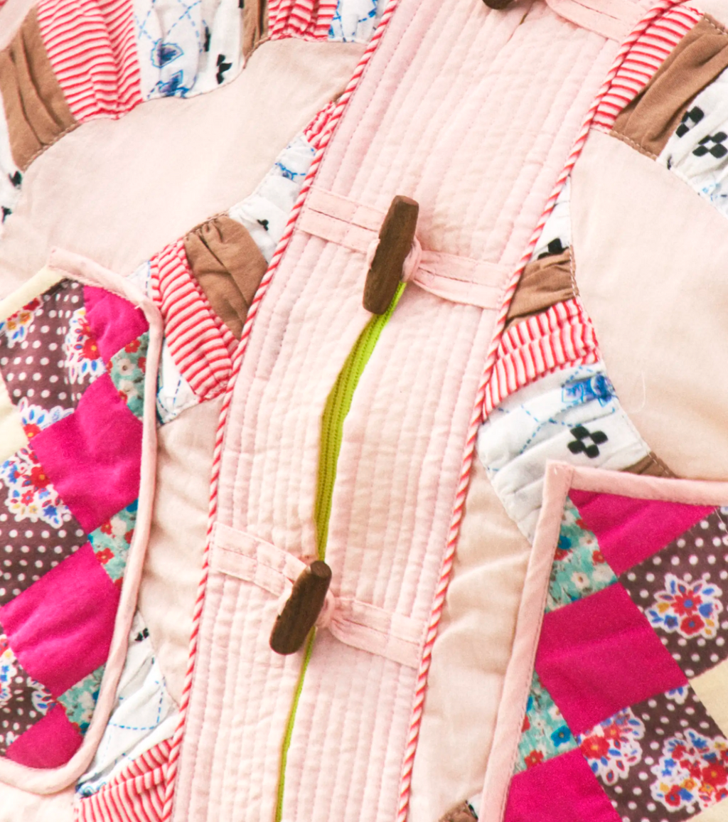 Hunter Bell Atlas Jacket in Pink Quilted Patchwork Jacket