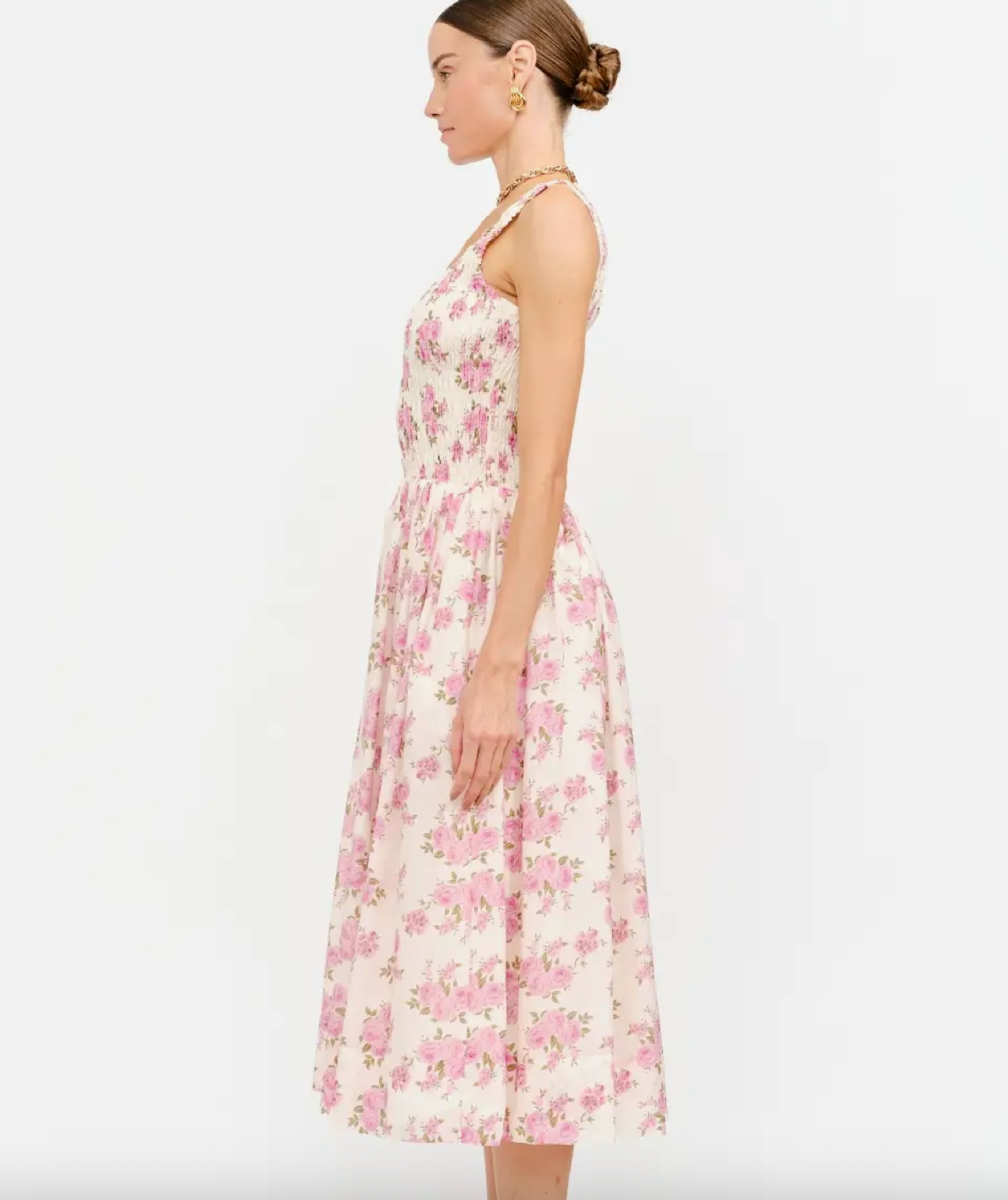 Carly Smocked Dress in Pink Floral