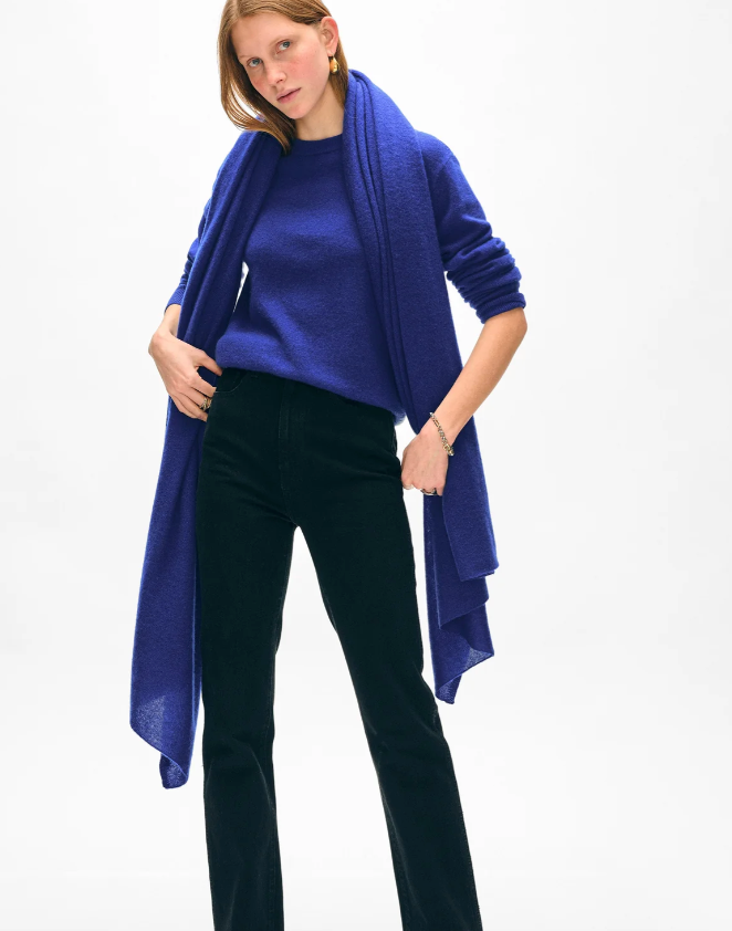 White + Warren Cashmere Travel Wrap in Frontier Blue