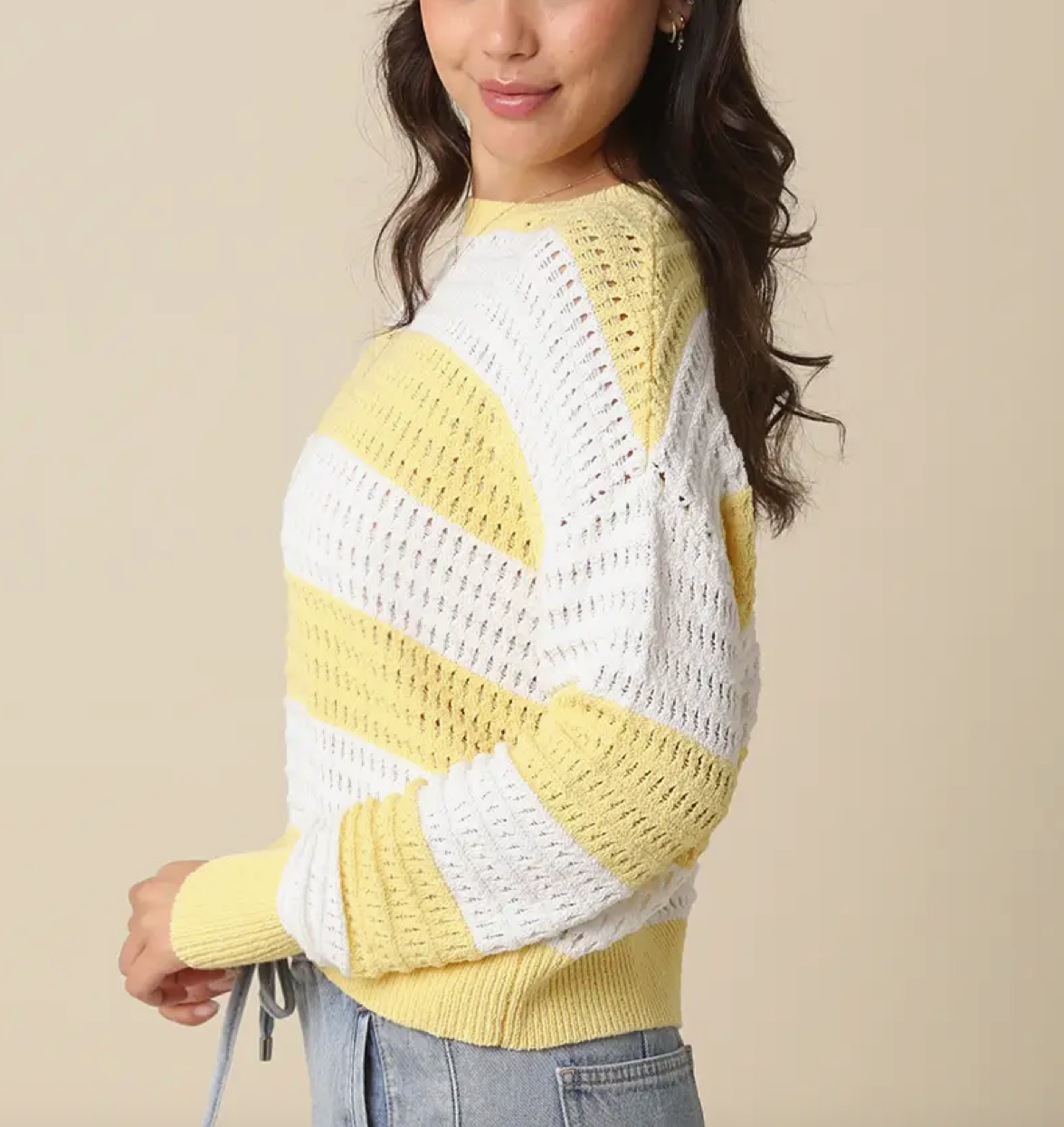 Susie Stripe Knit Sweater in Butter Yellow