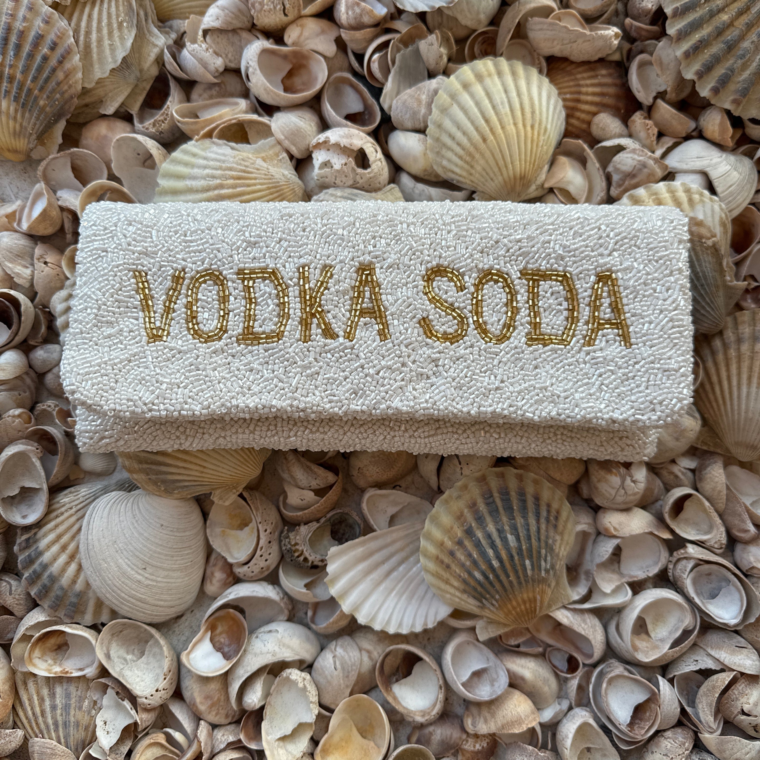 Vodka Soda / Close It Clutch White & Gold