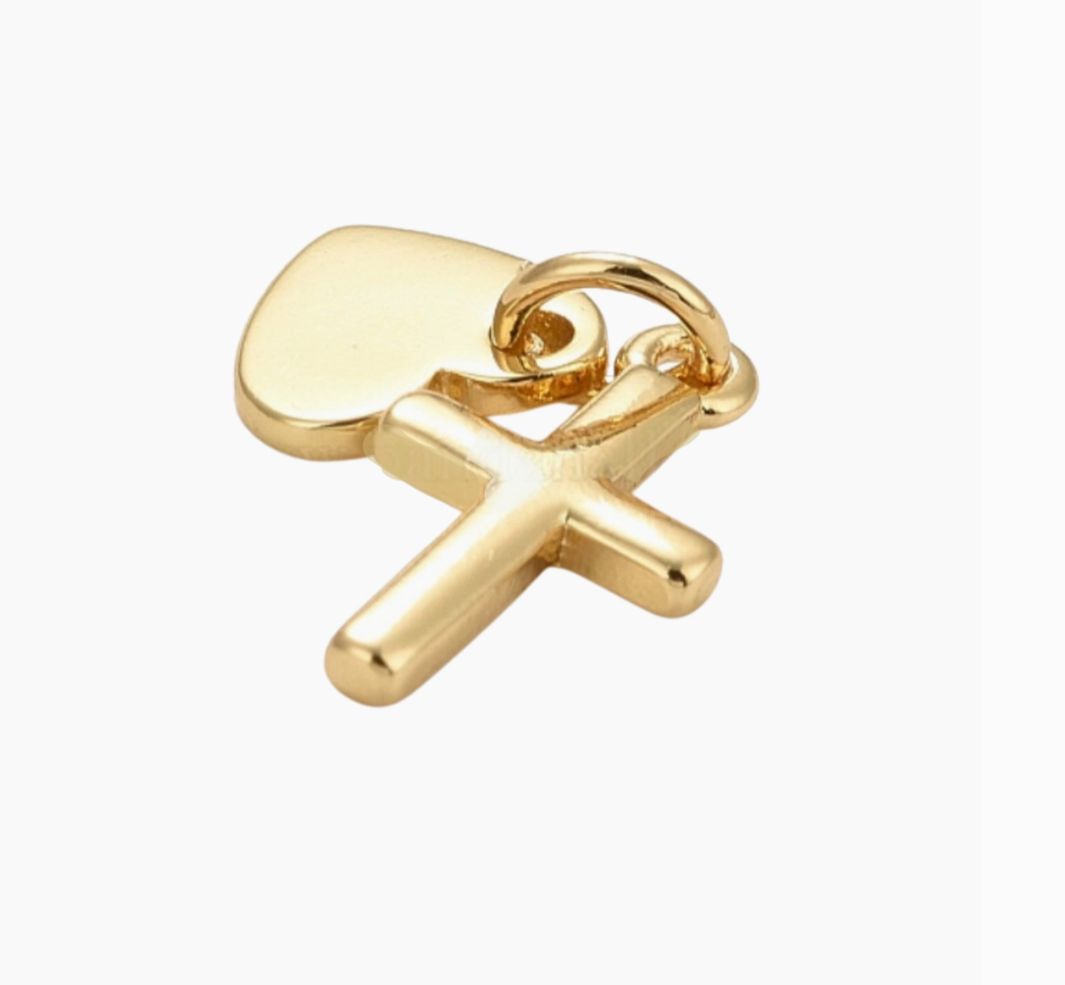 Gold Heart and Cross Charm