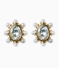 Crystal and Pearl Oval Stud Earrings