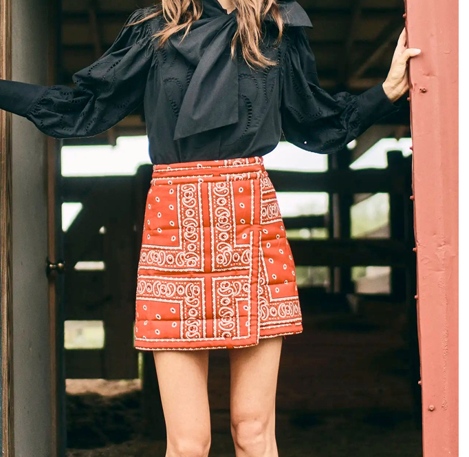 Hunter Bell Powell Skirt in Aces Wild Red