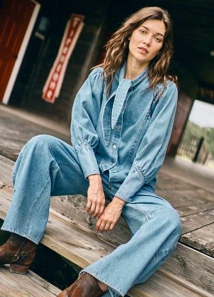 Hunter Bell Odessa Shirt in Vintage Denim
