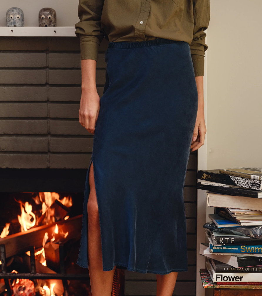 Cali Dreaming Slip Skirt in Navy Blue