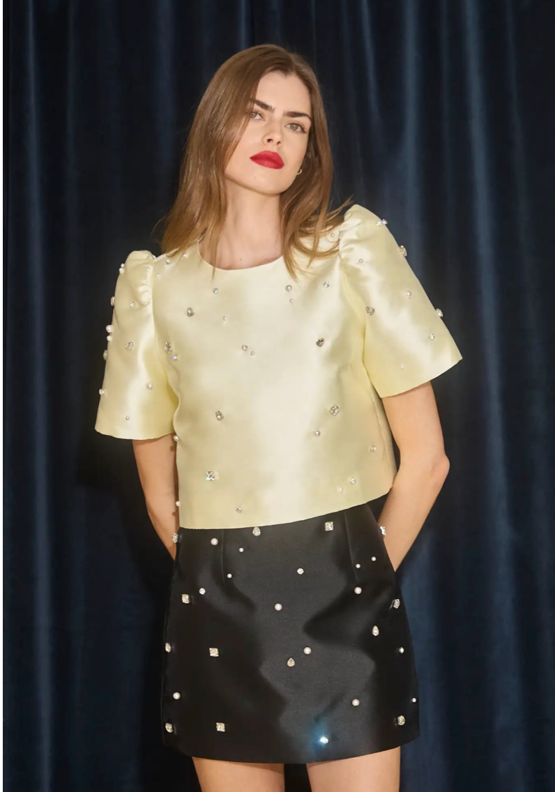 Hunter Bell Olivia Top in Ivory Satin