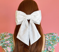 White Eyelet Double Hair Bow