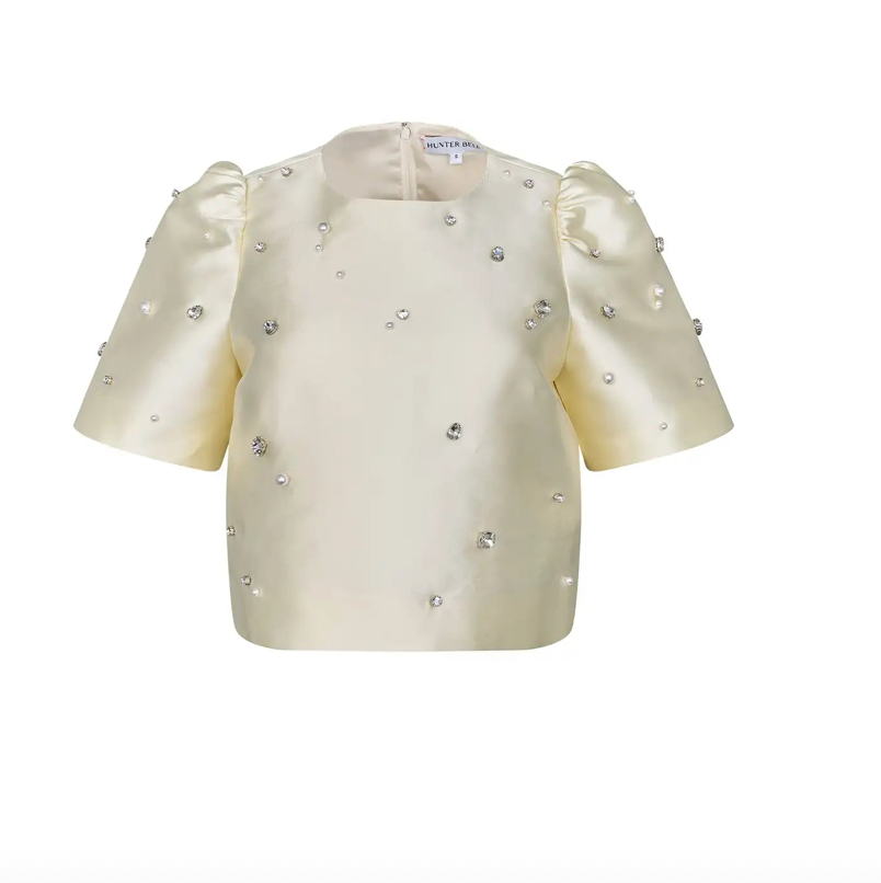 Hunter Bell Olivia Top in Ivory Satin
