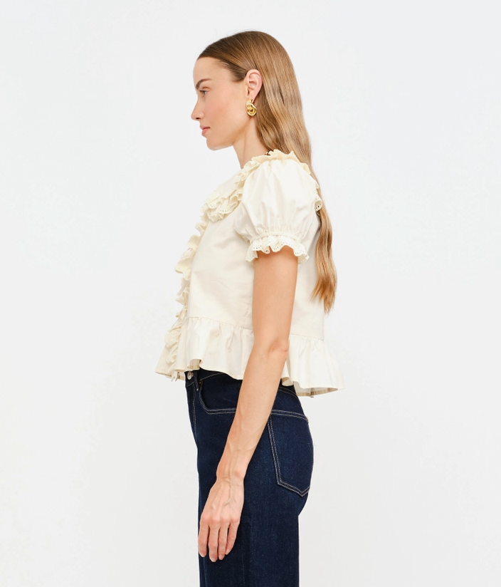 Mary Top in Cream Cotton