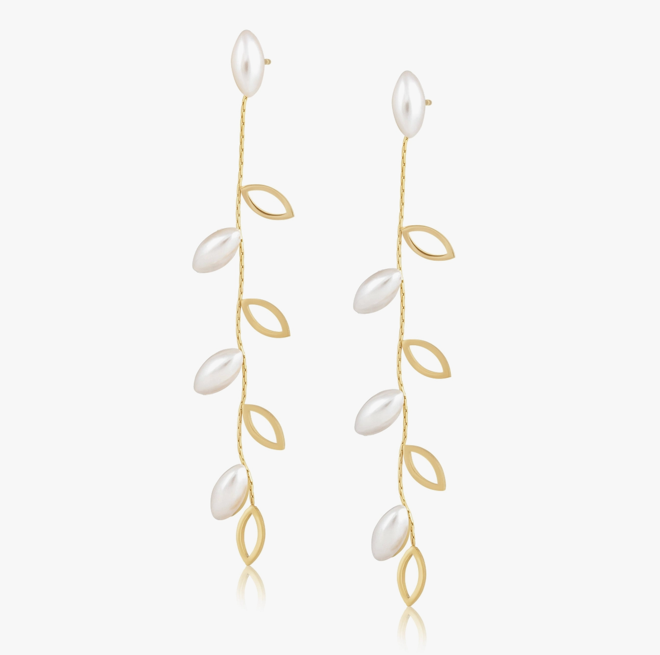 Pearl & Gold Ivy Drop Earrings