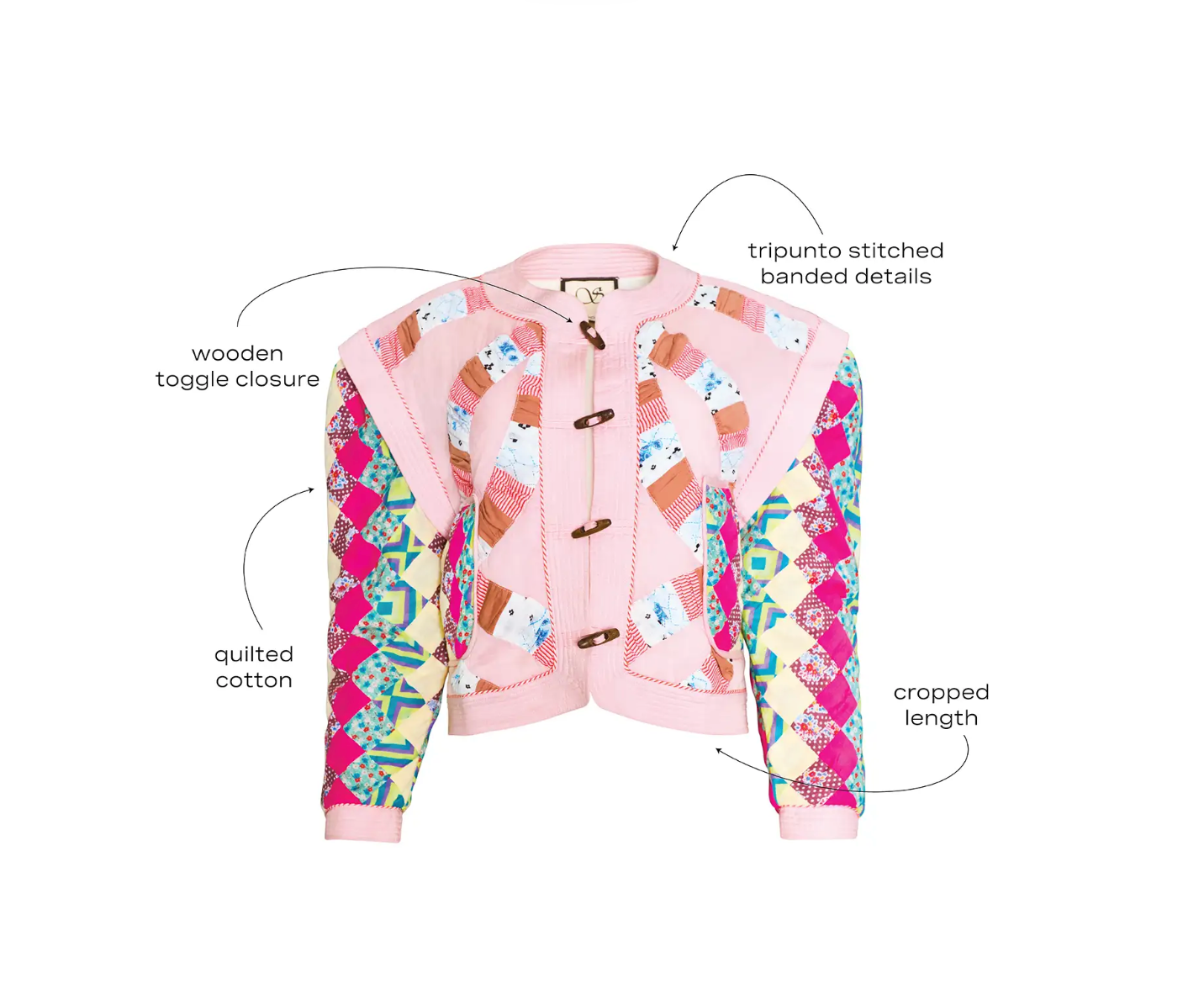Hunter Bell Atlas Jacket in Pink Quilted Patchwork Jacket