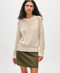 White + Warren Fine Cotton BouclÃ© Mesh Sweatshirt in Sand Wisp Marl