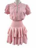 Reset Eyelet Smocked Mini Dress in Light Pink