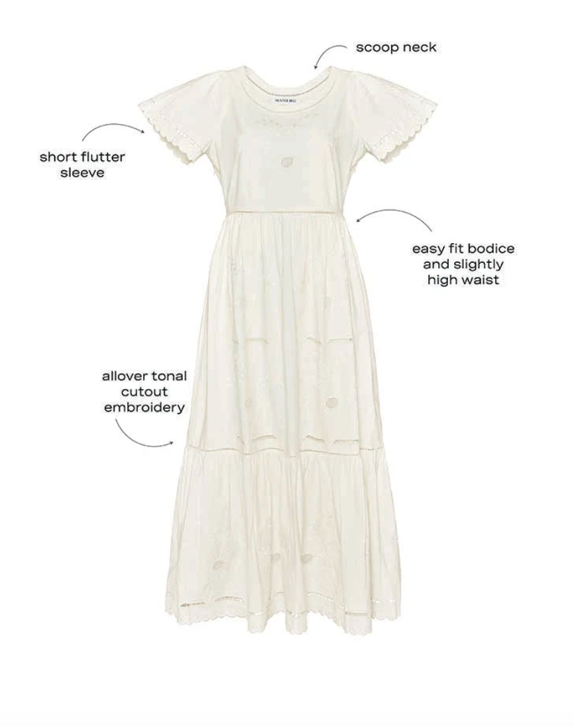 Hunter Bell Marley Dress in White Embroidery