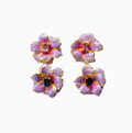 Double Floral Drop Earrings in Mauve Pearl