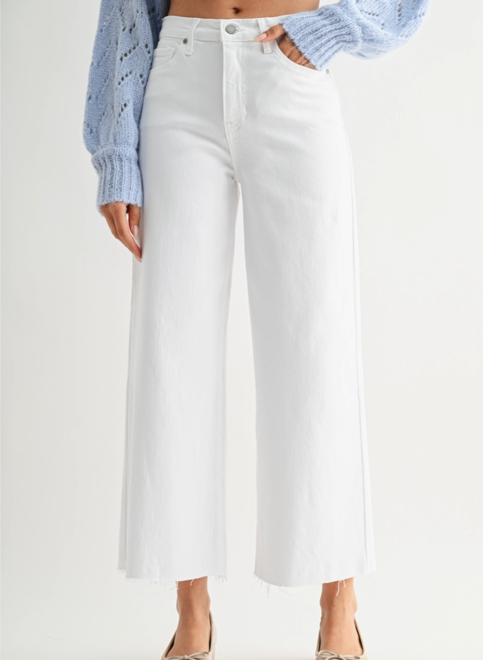 James Scissor Cut Wide Leg Denim in White