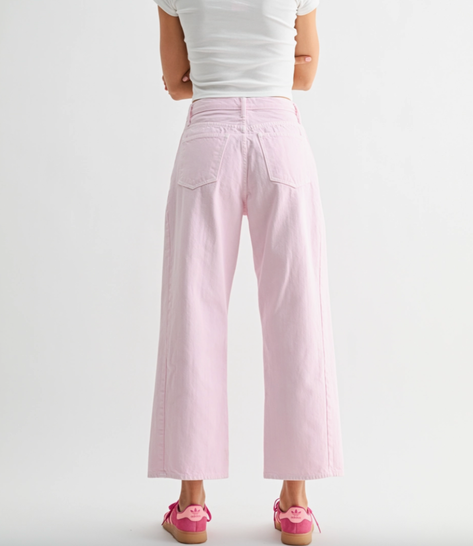 Julia Barrel Jean in Light Pink