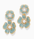 Dusty Blue Floral Drop Earrings in Dusty Blue
