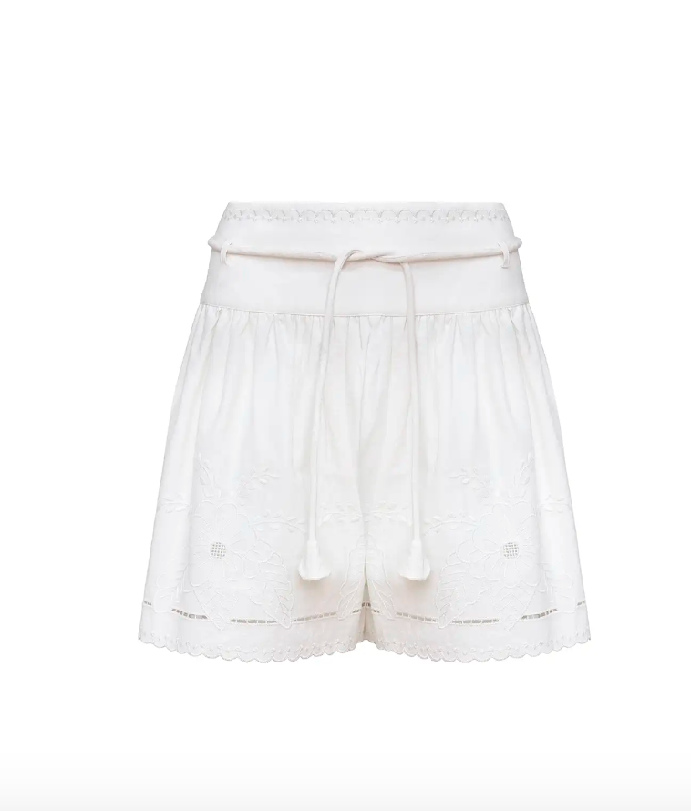 Hunter Bell Fern Short in White Embroidery