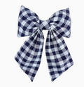 Navy Gingham Hair Bow
