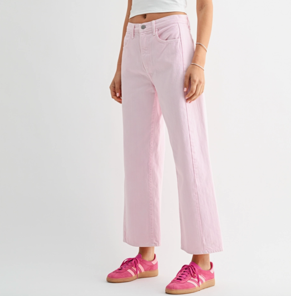 Julia Barrel Jean in Light Pink