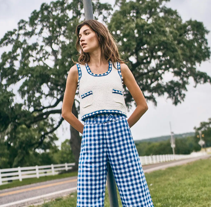 Hunter Bell Clover Tank in White Blue