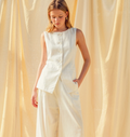 Riley Linen Vest Top in White