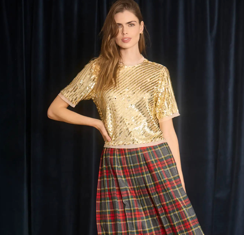 Hunter Bell Pixie Top in Gold Sequin