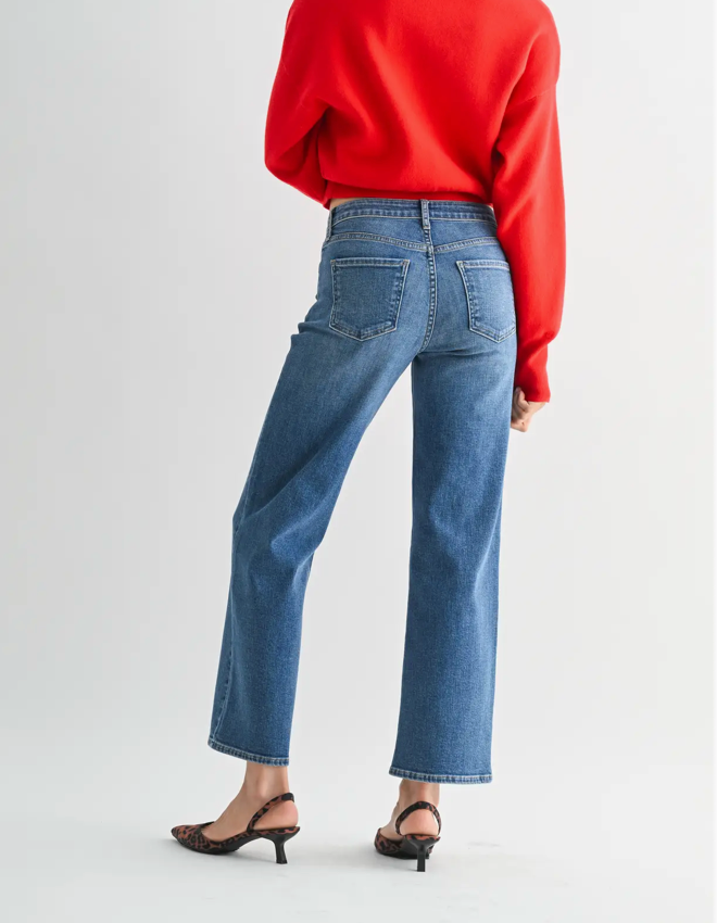 Nora Mid Rise Slim Wide Leg in Medium Wash
