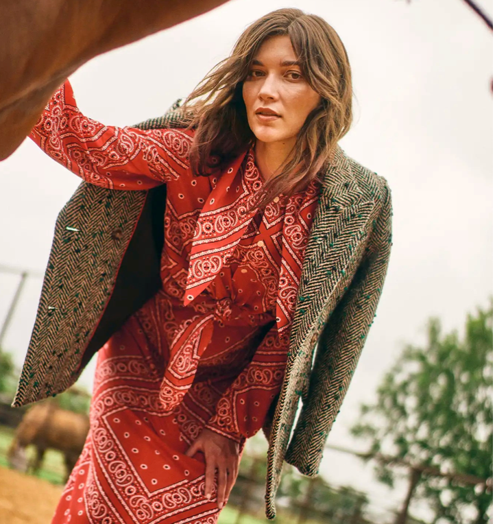 Hunter Bell Frances Blouse in Aces Wild Red