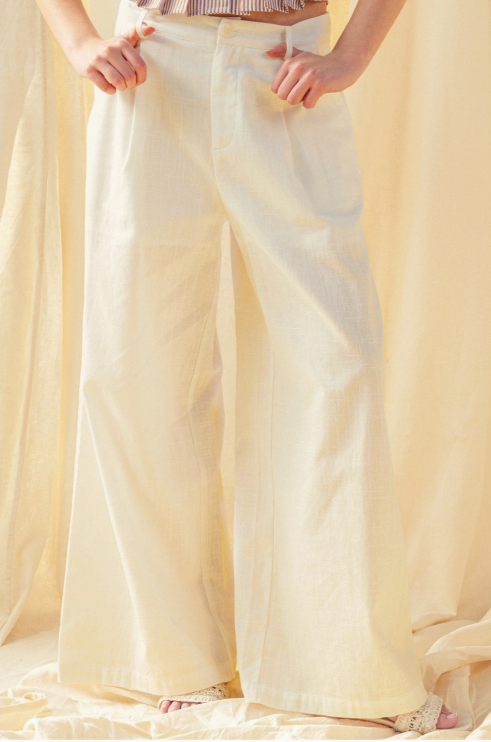 Riley Linen Trouser Pant in White