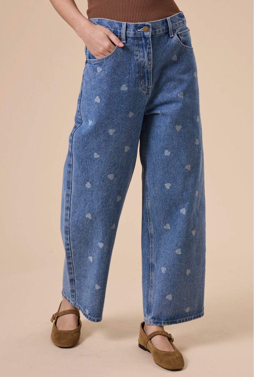Hearts on Hearts Blue Denim Pants