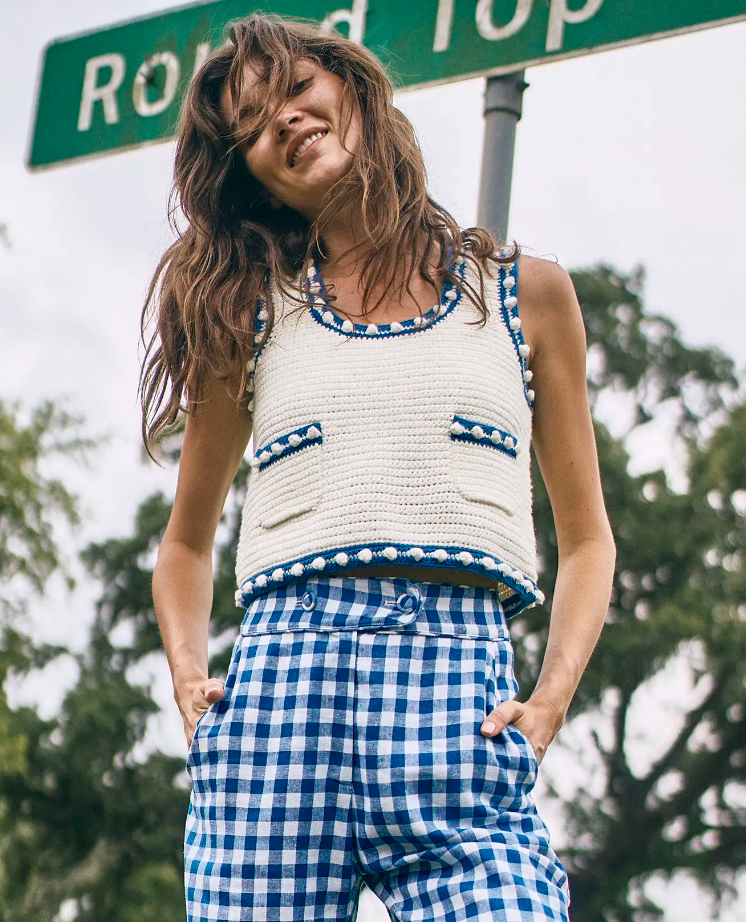 Hunter Bell Clover Tank in White Blue
