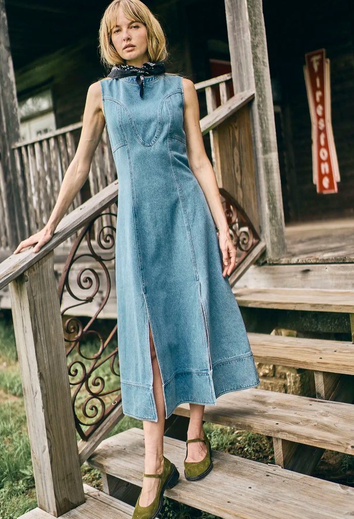 Hunter Bell Sedona Dress in Vintage Denim