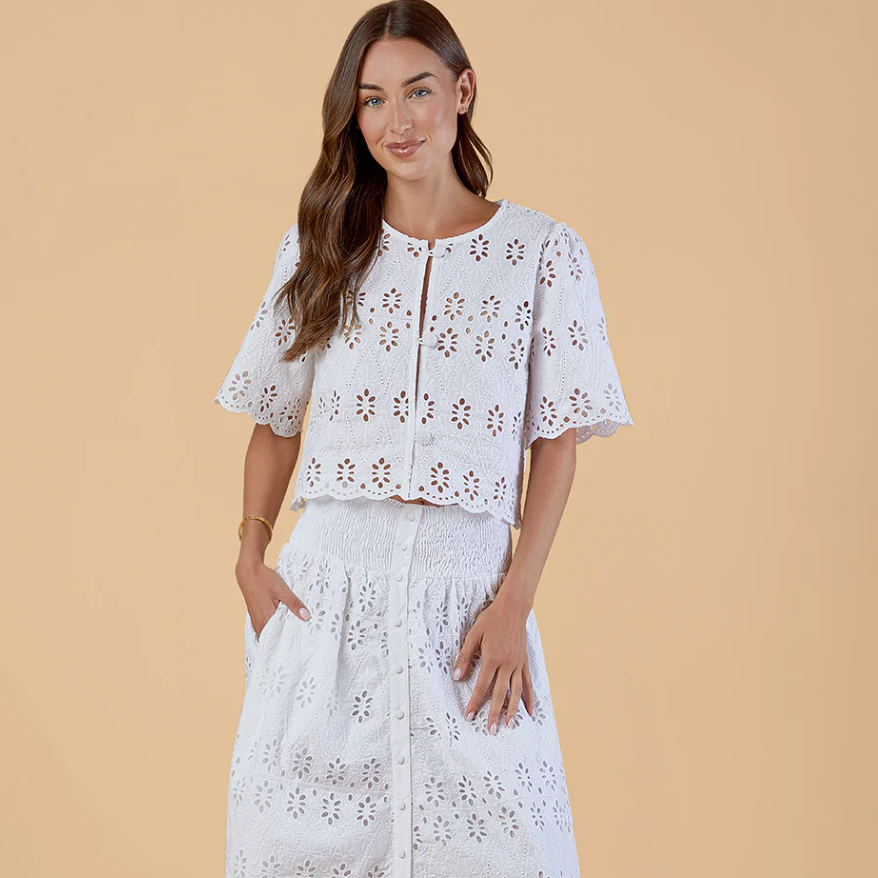 Olivia by Livro Heidi Top in White Eyelet