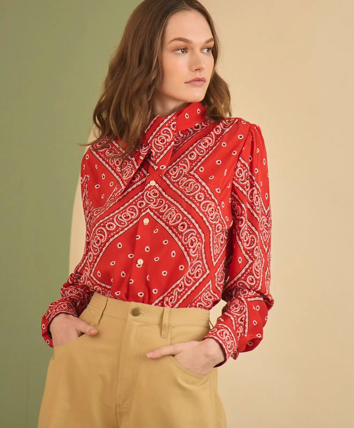 Hunter Bell Frances Blouse in Aces Wild Red