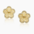 Gold Pave Clover Stud Earrings