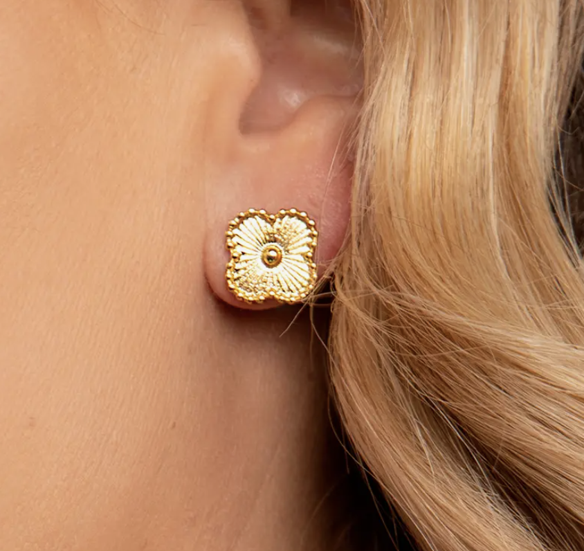 Gold Clover Stud Earrings