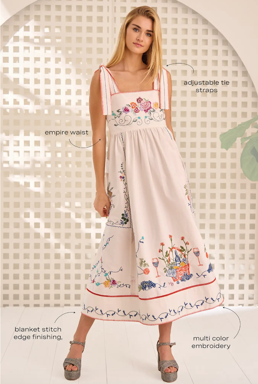 Hunter Bell Stefy Dress in Multi Embroidered