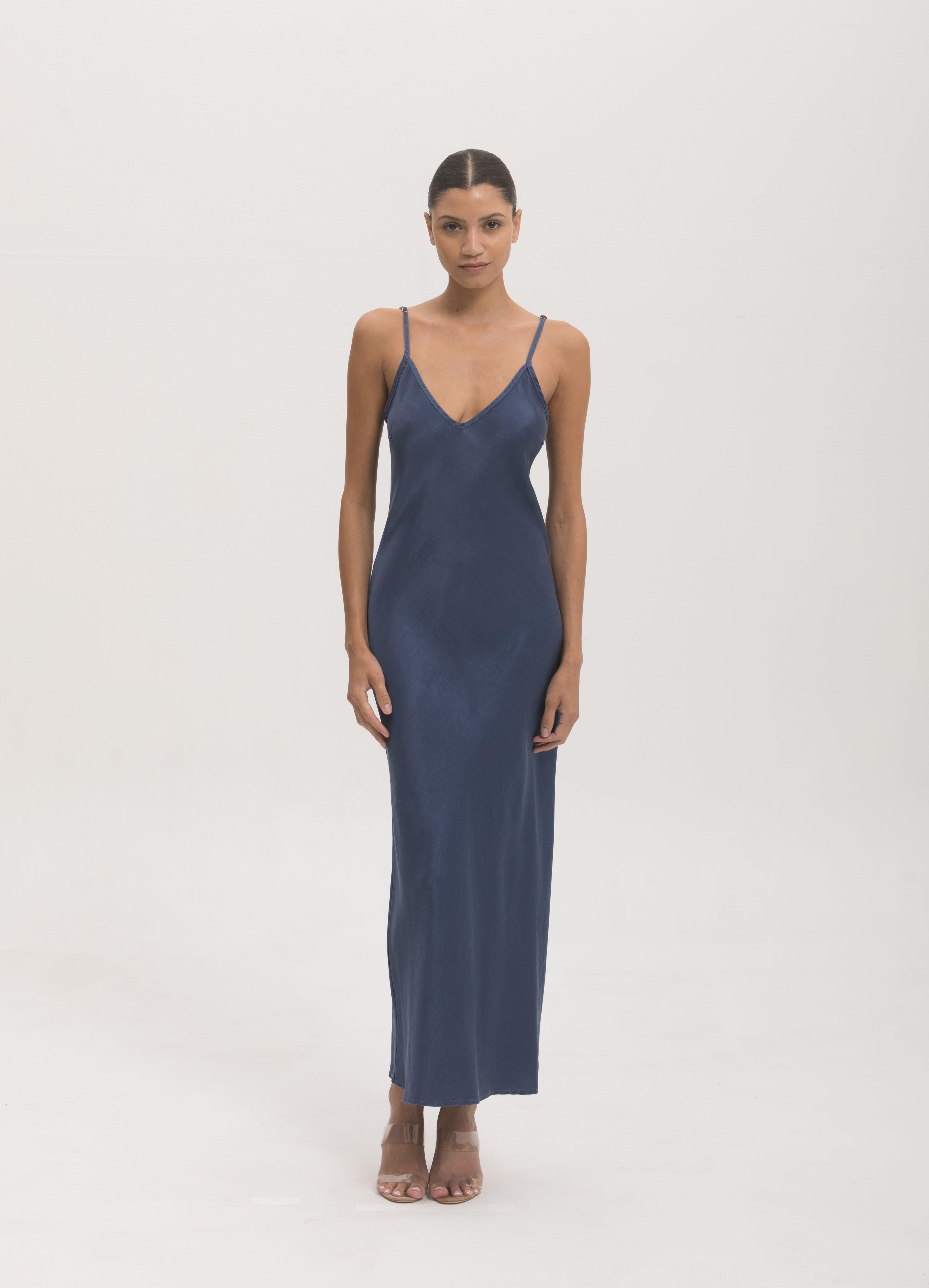 Cali Dreaming Jones Slip Dress in Denim Blue