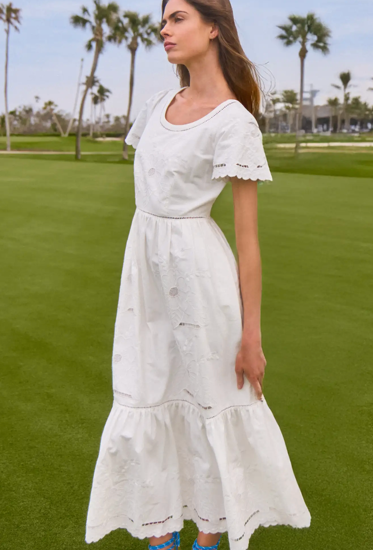 Hunter Bell Marley Dress in White Embroidery