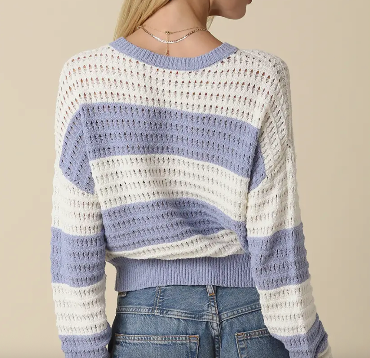 Susie Stripe Knit Sweater in Cloud Blue
