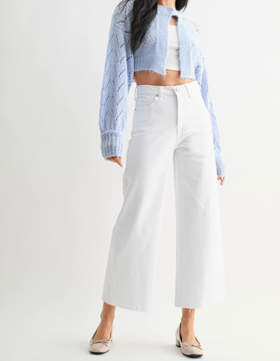 James Scissor Cut Wide Leg Denim in White