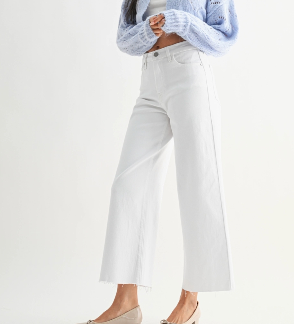 James Scissor Cut Wide Leg Denim in White