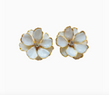 White with Pearl Floral Earrings