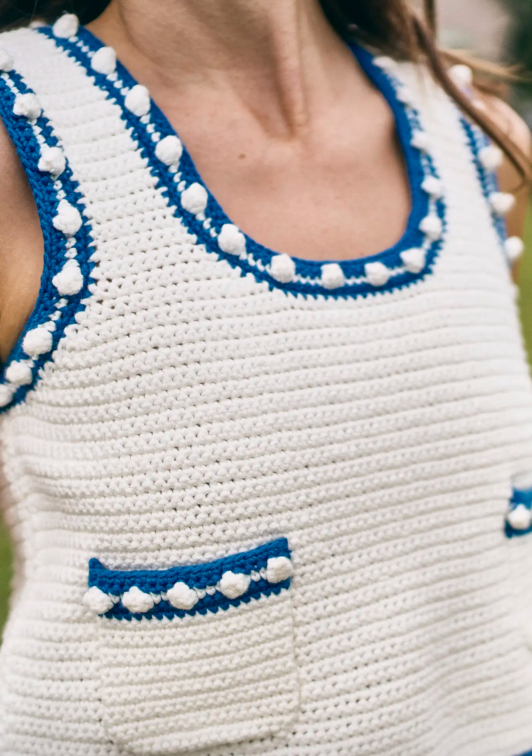 Hunter Bell Clover Tank in White Blue