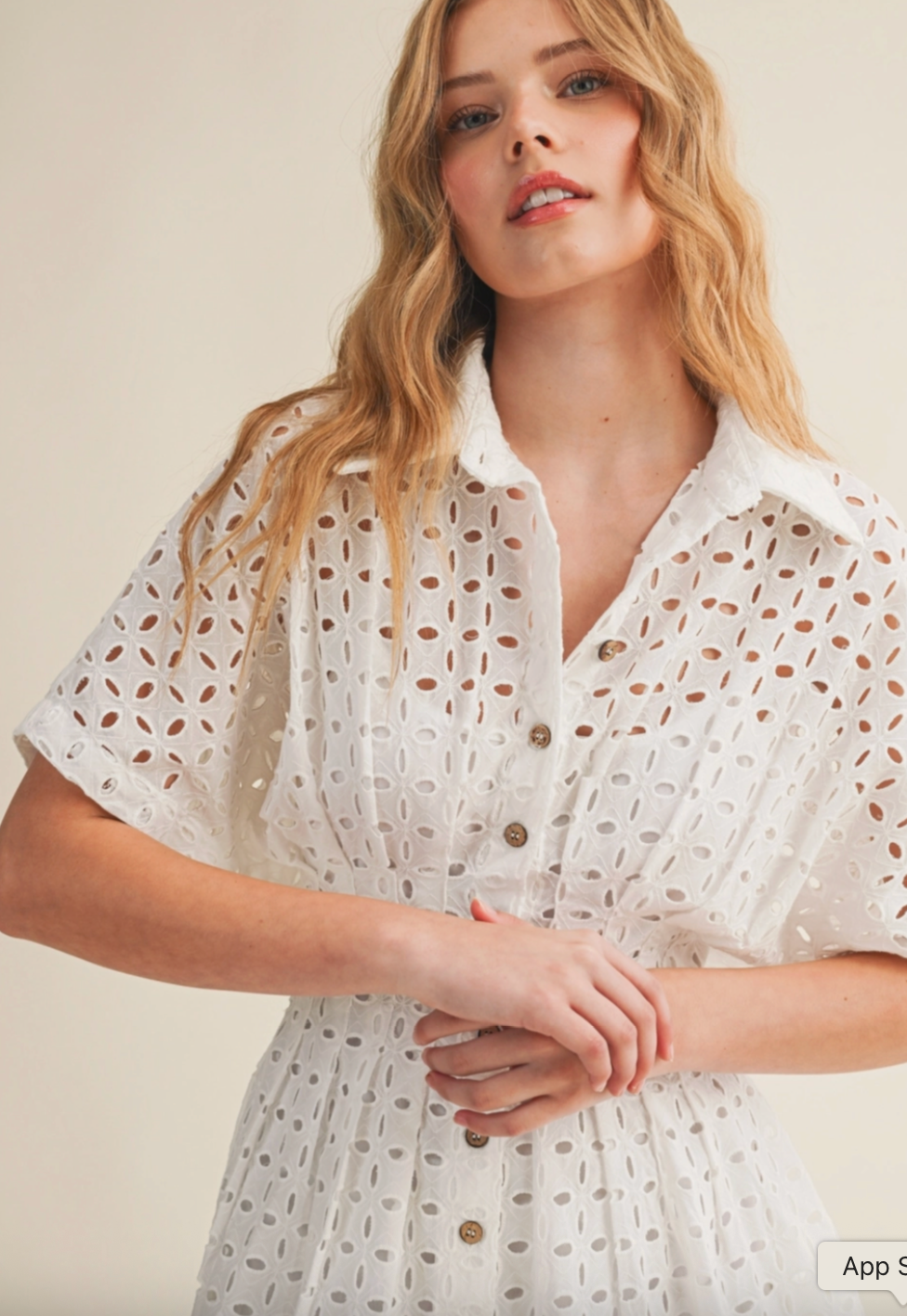 Ellie Eyelet Dress in White